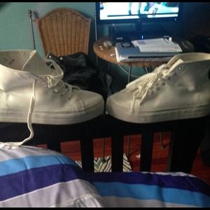 Canvas platform sneakers . Worn about 2/3 times .