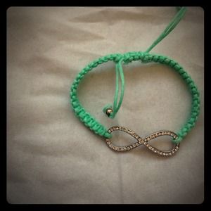Light green blue infinity cord bracelet