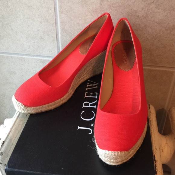 JCrew seville espadrille wedge in modern red