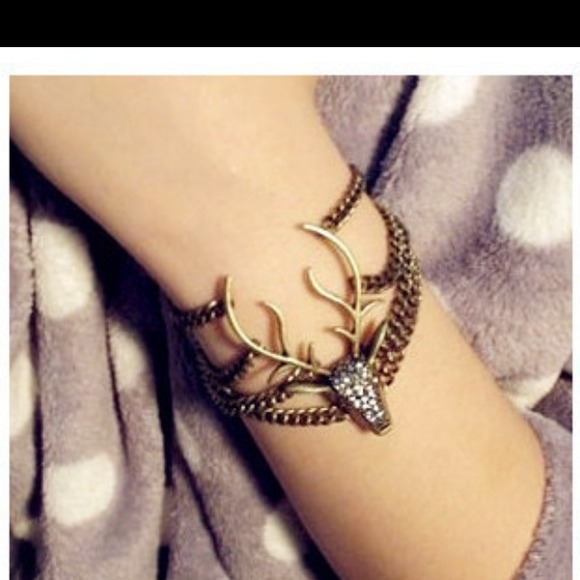 Antique gold deer bracelet