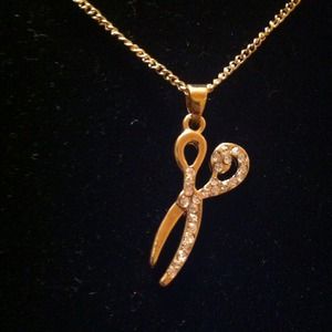 Gold scissor necklace