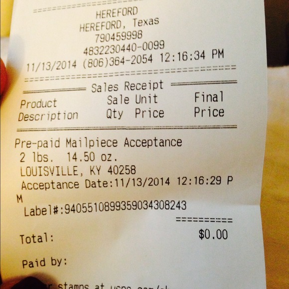 Shipping receipt