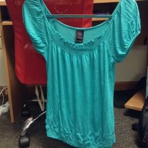 Teal Wrapper Frilly Shirt