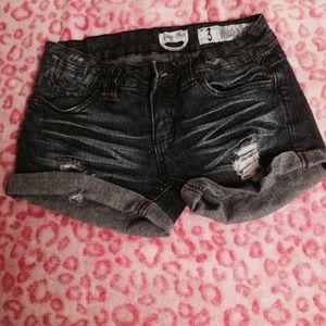 Ripped jean shorts