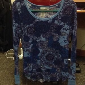 Delia's Flower Print Top Blue and Purple