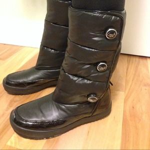 Coach polina nylon puff black winter snow boots