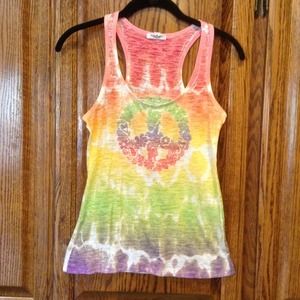 Peace Sign Tie Dye Festival Boho Racerback Top