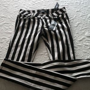 Black and White Striped Jeans