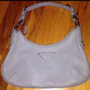 PRADA Vitello Daino Small Hobo Purse Light Blue