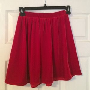 Red Stretch Velvet Skirt
