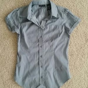 Gray, shortsleeved, collared button down