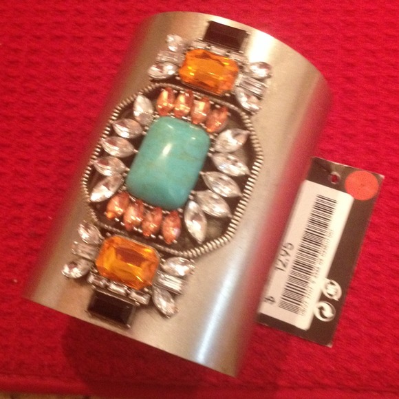 H&M Silver Cuff. With Jeweled embellishments