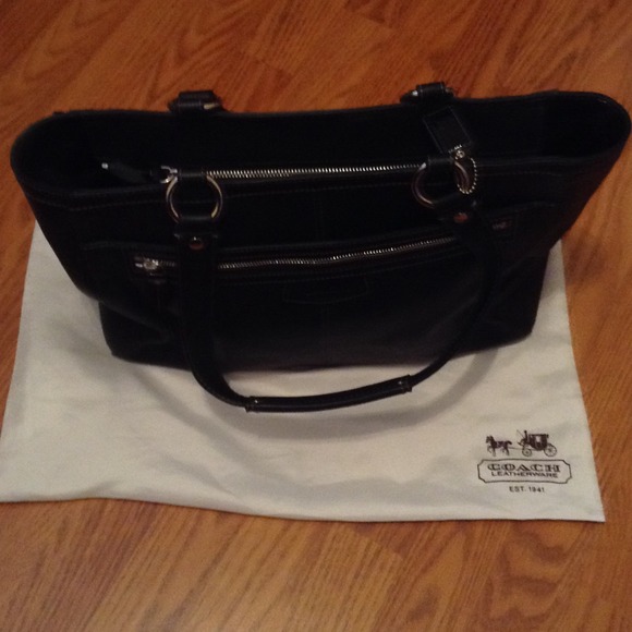 Coach black leather bag