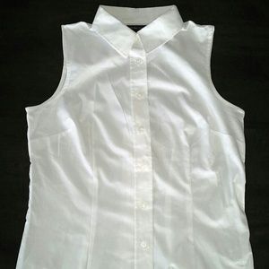 White, collared sleeveless button down