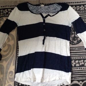 jcrew quarter length sleeve striped t shirt