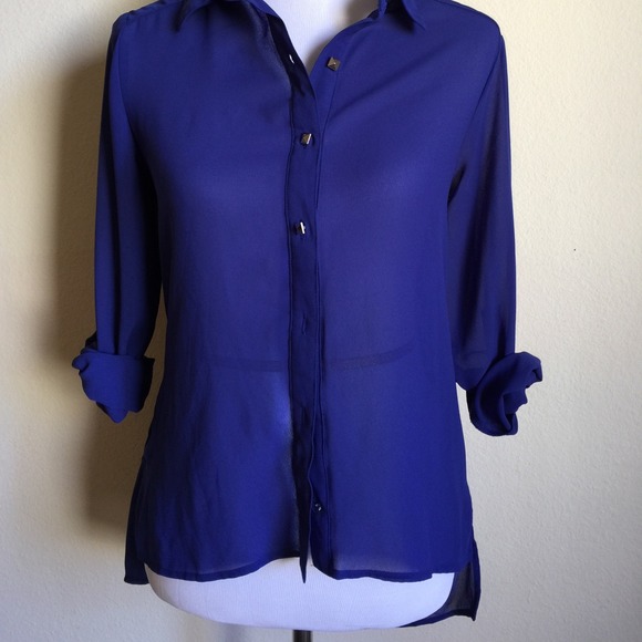 Sale! Button down chiffon shirt! - Picture 3 of 4