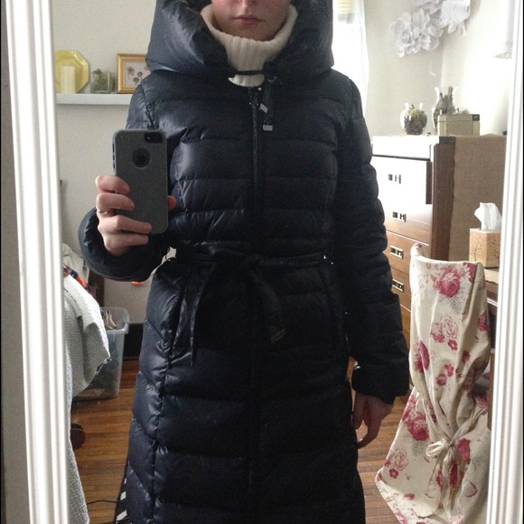 Navy blue down parka