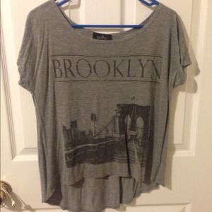 High-low cut heather gray top