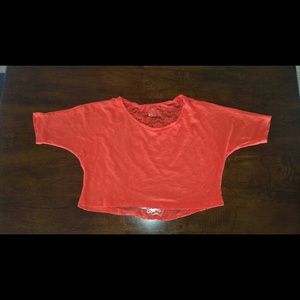 Orange crop top with lace back