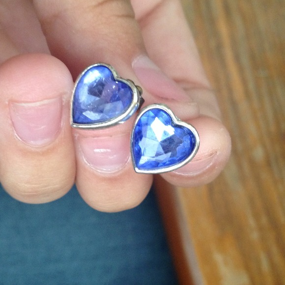 Blue heart earrings