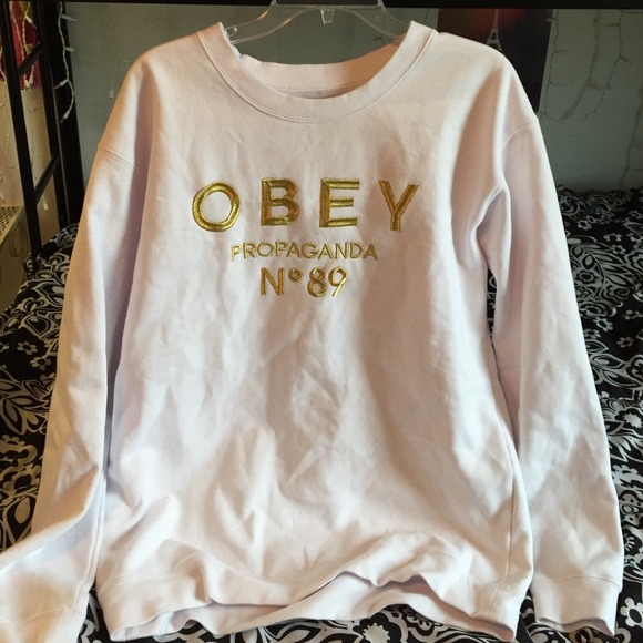 White and gold Obey sweatshirt