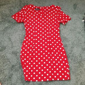 Red and white polka dot dress