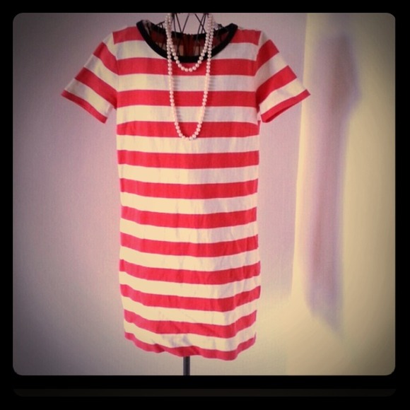 Orange and beige stripped dress