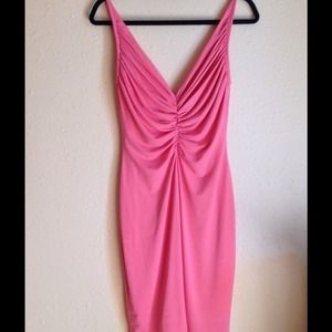 Shirred Double V Dress