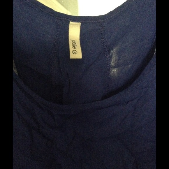 Blue sleeveless high low top with tie in the back - Picture 4 of 4