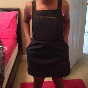 Black Leather Skirt Overals