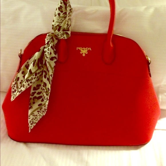 Prada Handbags - Red Genuine Leather Prada Satchel From Italy