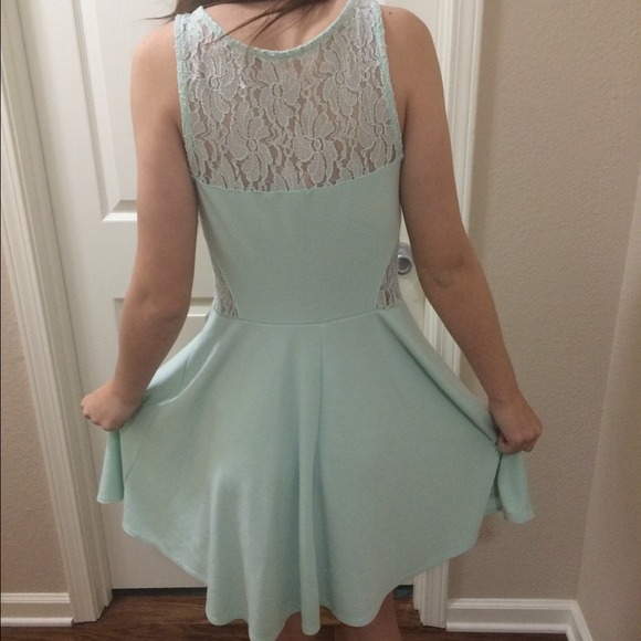 Mint Green Dress with Waist Cut Outs