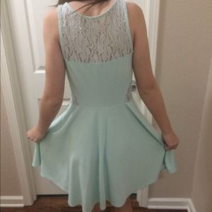Mint Green Dress with Waist Cut Outs