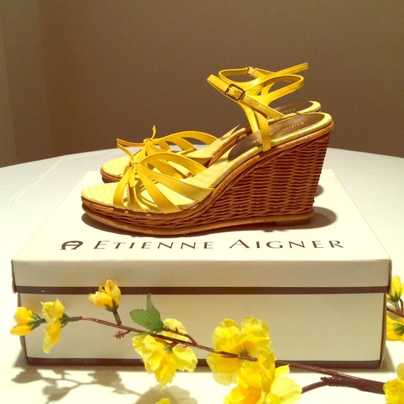 NWT Etienne Aigner Yellow Wedges