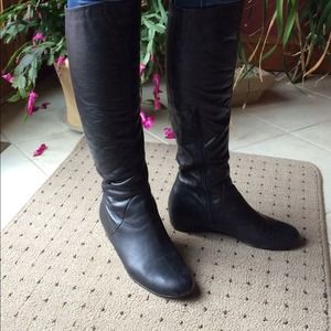 High black leather boots