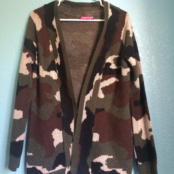Camo open front cardigan