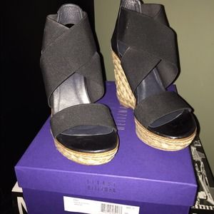 Stuart Weitzman black strappy wedges