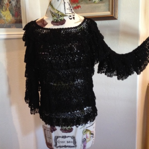 Tops - Hand Crocheted Black Top