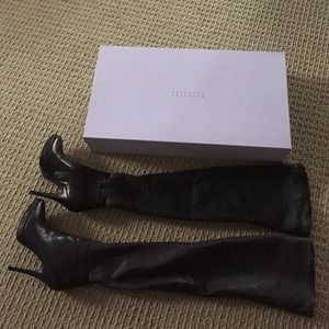 Vera Wang thigh high leather/faux leather boots.