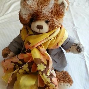 Rectangular Orange and Yellow Floral Scarf