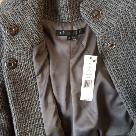 *HOST PICK* Theory knit crop wool grey jacket cape - Picture 3 of 4