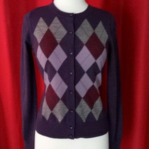 Argyle purple sweater.
