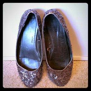 Silver sparkly flats