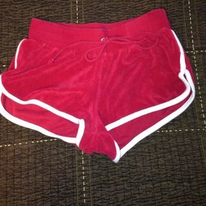 Red terry cloth shorts