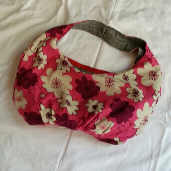 Pink and White Flowery Purse