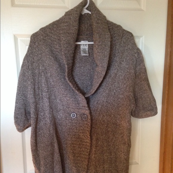 Beige colored maternity cardigan sweater