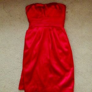 Red strapless dress great for holidays Christmas