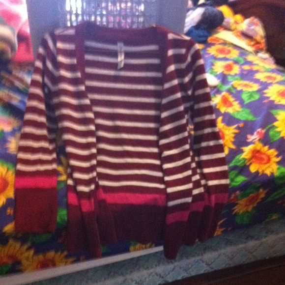 A maroon and pink Aeropostale cardigan