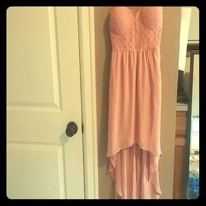 Strapless Pink lace high-low dress