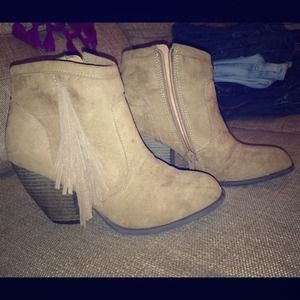 Mossimo Tan Booties with Tassles on the side